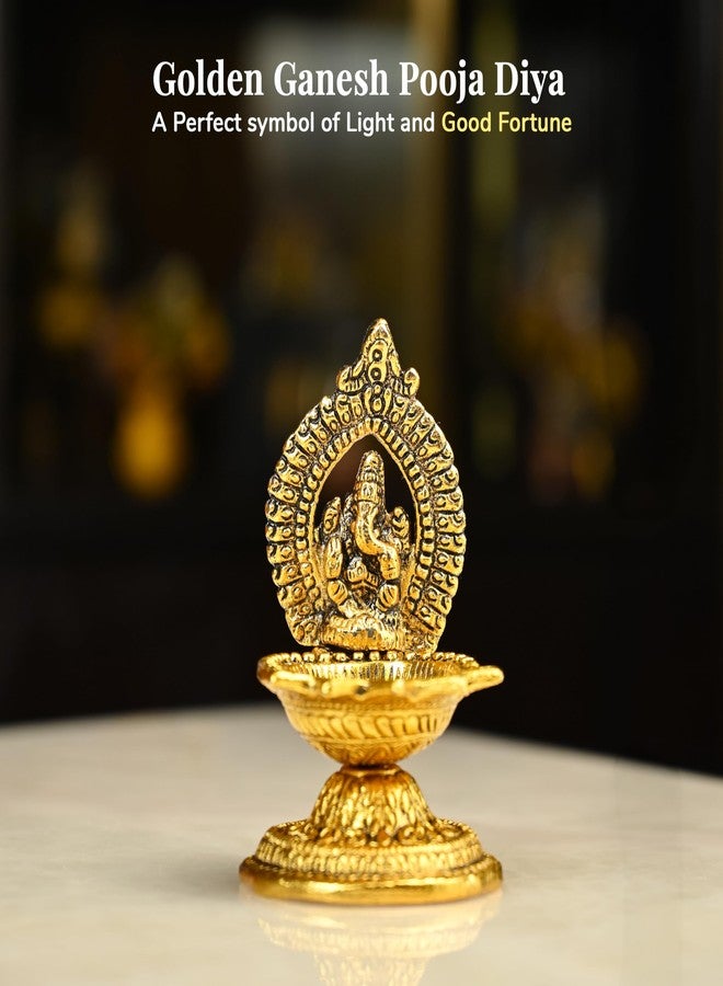 HindCraft Ganesha Diya Oil Lamp - Brass Diwali Diya for Puja, Home Temple, Decoration & Gifts | Traditional Diwali Decoration Items for Home Decor | Ganesh Deepak for Pooja & Festive Gifting - Image 4
